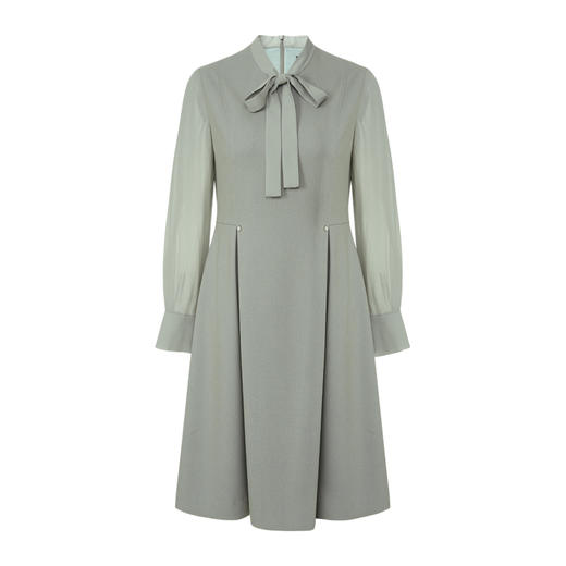 EITIE爱特爱秋季新款优雅气质时尚系带收腰A摆显瘦连衣裙女裙C20075118 商品图7