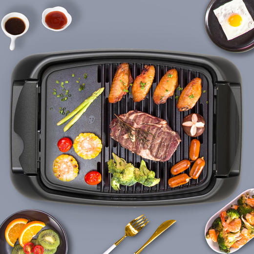 莱萃维尔电烤炉烧烤炉家用小型无烟室内不粘韩式铁板烧烤盘烤肉锅 烤肉盘 商品图11