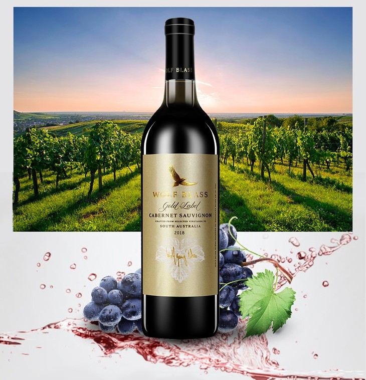 纷赋wolfblass金牌赤霞珠红葡萄酒750ml单支装