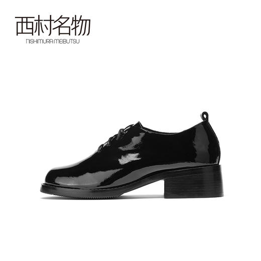 西村名物2020秋季新品小皮鞋牛皮漆革中跟经典复古单鞋女X20CM30861 商品图3