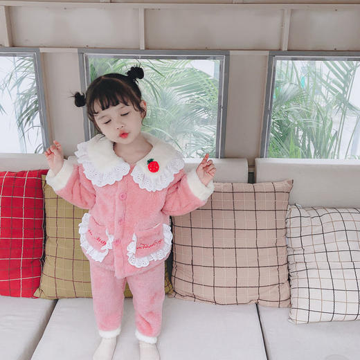 女宝宝睡衣2020冬季珊瑚绒女童秋冬加厚冬天儿童套装法兰绒家居服七夕情人节 商品图3
