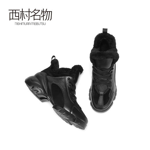 西村名物2020冬季新款系带加绒保暖内增高休闲老爹鞋休闲鞋X20DS41301 商品图2