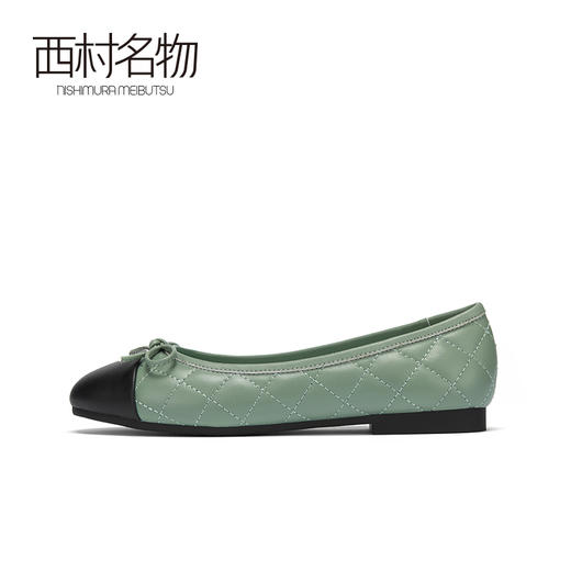 西村名物2020秋季新品奶奶鞋女平底浅口简约蝴蝶结芭蕾舞鞋X20CE30471 商品图1