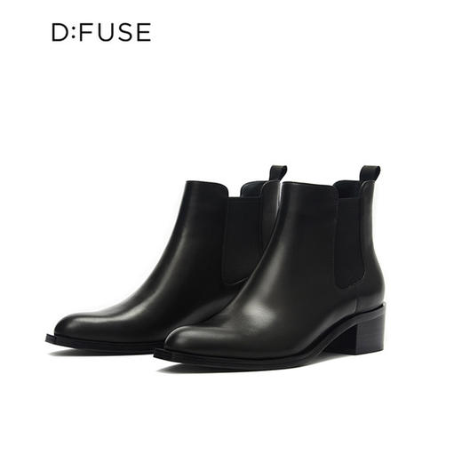 【内购】绒里可选迪芙斯2020英伦帅气率性切尔西粗跟短靴女靴DF04116409 商品图0