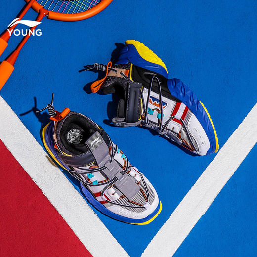 李宁童鞋休闲鞋新款盘古青少版圆头反光低帮运动鞋ykcq194