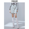 VIMAGE纬漫纪冬季新款时尚休闲夹棉格纹拼接包臀半身裙女裙V1406019 商品缩略图0