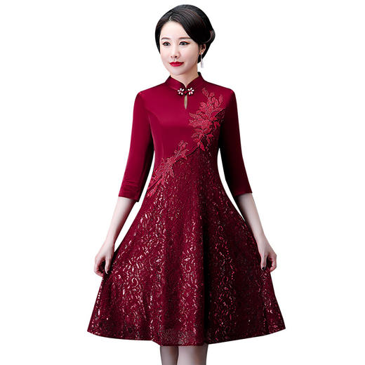 QQ-9793改良宴会女装旗袍刺绣中长款连衣裙 商品图4
