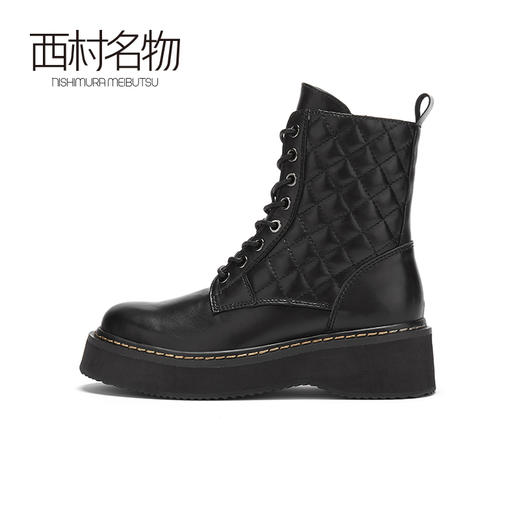 西村名物2020秋冬新款短靴女厚底朋克风系带潮流暗黑马丁靴X20DS40471 商品图2