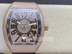 N升级版V45高品质 Franck Muller 法兰克穆勒 44x54 mm1.表壳100%原版开模 特别是三明治结构表壳 中间内侧 黑色的侧槽和把头位置凸出来的黑色色耳位