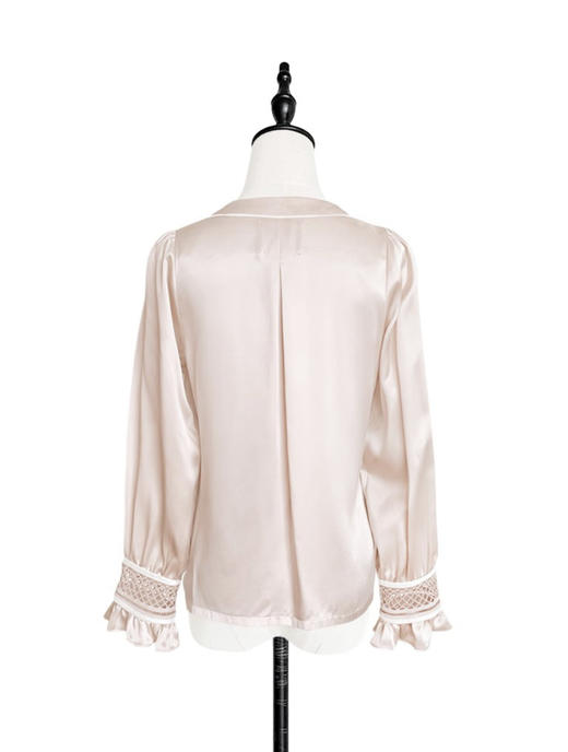 TYNVIE 蕾丝袖口勾边长袖衬衫 - 肉粉色 商品图4