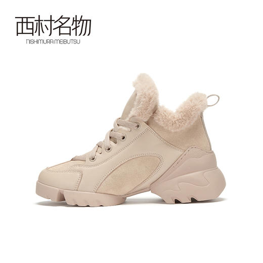 西村名物2020冬季新款系带加绒保暖内增高休闲老爹鞋休闲鞋X20DS41301 商品图1