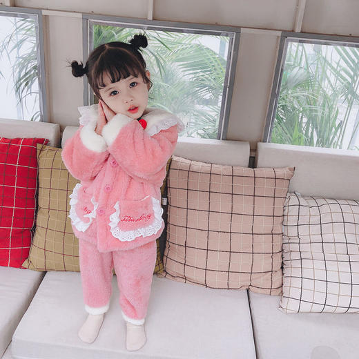 女宝宝睡衣2020冬季珊瑚绒女童秋冬加厚冬天儿童套装法兰绒家居服七夕情人节 商品图1