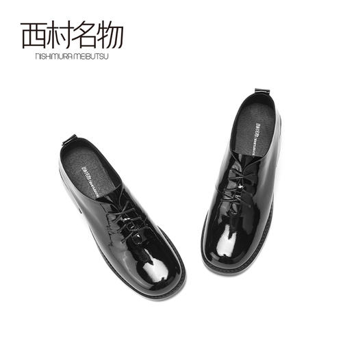 西村名物2020秋季新品小皮鞋牛皮漆革中跟经典复古单鞋女X20CM30861 商品图1