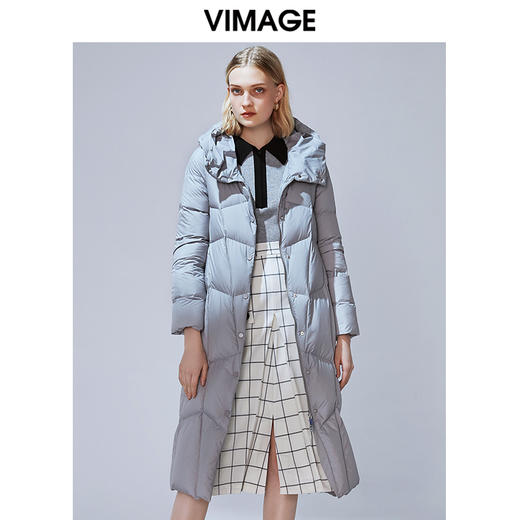 VIMAGE纬漫纪冬款时尚A版显瘦百搭加厚保暖长款羽绒服女V1411004 商品图0
