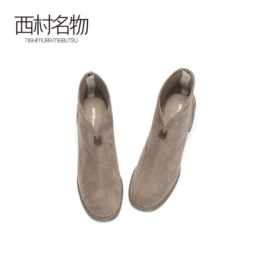 西村名物2020秋冬新款短靴羊皮绒中跟简约休闲女靴X20DS40441 商品图2