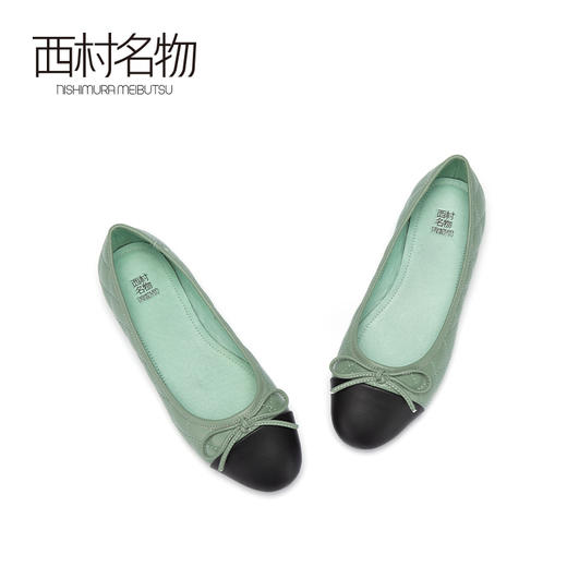 西村名物2020秋季新品奶奶鞋女平底浅口简约蝴蝶结芭蕾舞鞋X20CE30471 商品图2