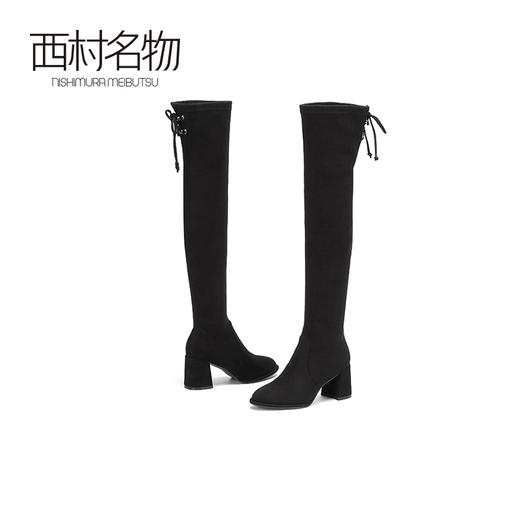 西村名物2020冬季新款高筒长靴女中跟舒适休闲时装靴X20DI40911 商品图3