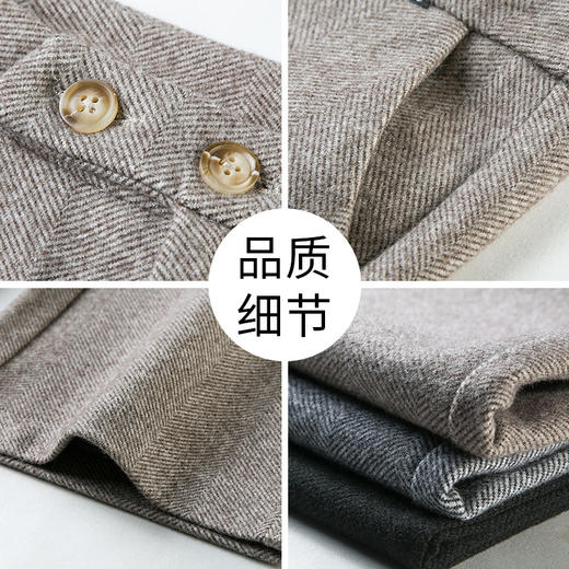 YS-人字纹毛呢阔腿裤女2020秋冬新款坠感女裤高腰垂感直筒宽松长裤 商品图3