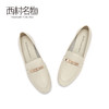 西村名物2020秋季新款乐福鞋女牛皮革复古休闲金属扣平底鞋X20CM32151 商品缩略图1