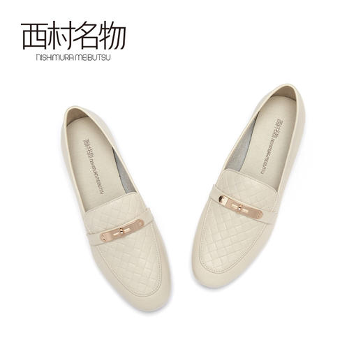 西村名物2020秋季新款乐福鞋女牛皮革复古休闲金属扣平底鞋X20CM32151 商品图1