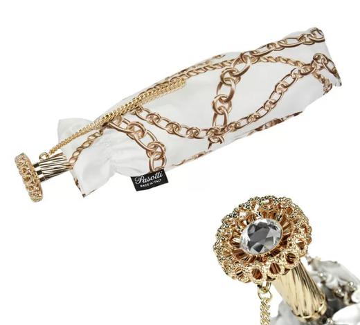 意大利pasotti白底金色链条金色手柄折叠伞