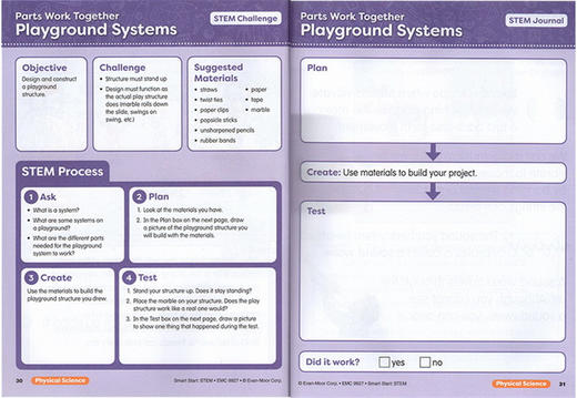 聪慧启蒙系列 核心素养教育 科学练习册 幼儿园大班 英文原版 Smart Start STEM Grade K 美国加州英语教辅 英文版进口书籍 商品图2