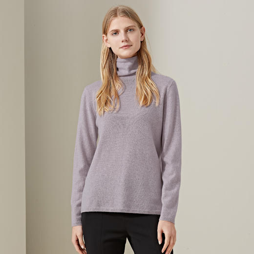 羊绒世家2020早春新款女士高领100%山羊绒衫修身内搭保暖针织毛衣 商品图4