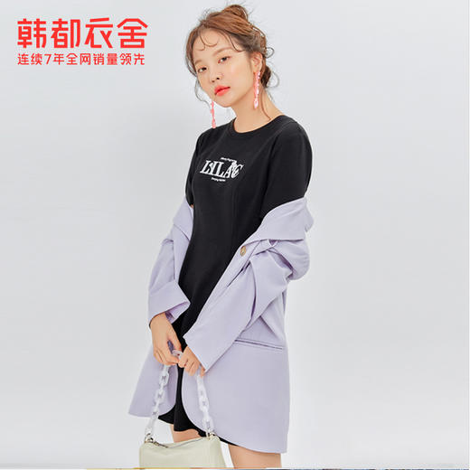 韩都衣舍2020夏装新款女装高腰A字小黑裙短袖连衣裙短裙JZ14256瑭 商品图1