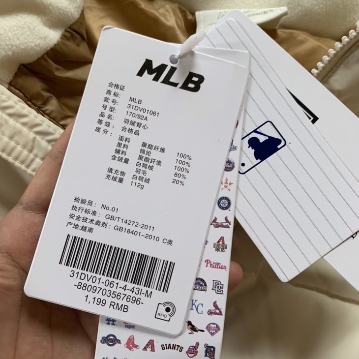 吊牌价1199元75mlb三色完美搭配男女同款羽绒背心ny