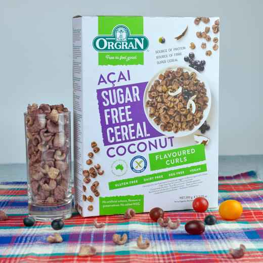 （临期）ORGRAN澳冠阿萨伊果味早餐谷物圈200g 无糖无麸质蛋奶素食gluten free 商品图1