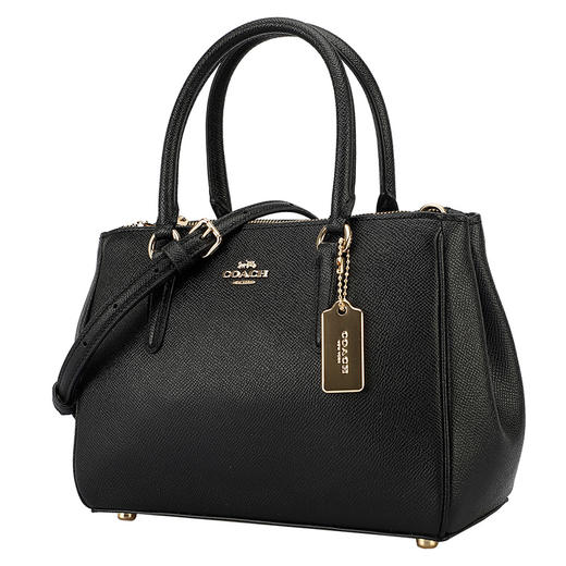 coach蔻驰奢侈品女士黑色皮质手提单肩斜挎杀手包手提包单肩包斜挎包