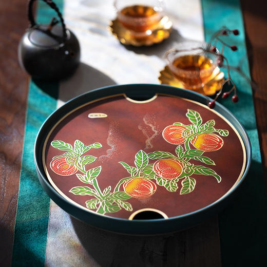 朱炳仁丨事事如意 铜茶盘 绿色/红色 可选 商品图2