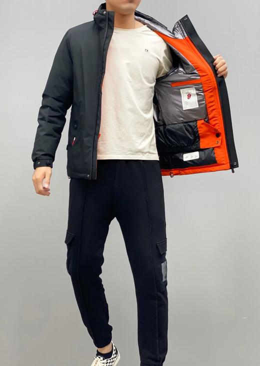 经典中的经典双色三色袖标百搭款大舌头滚石蒙口羽绒服