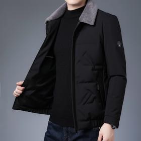 KJZY-男士潮时尚修身翻领羊羔毛领羽绒服男装保暖羽绒夹克外套