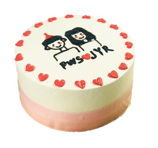 【简约蛋糕】手绘情侣-设计满分的手绘情侣生日蛋糕 商品图0