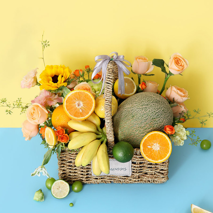 创意鲜花水果手提花篮花束送妈妈老师长辈感恩祝福探望祝福送礼重阳节