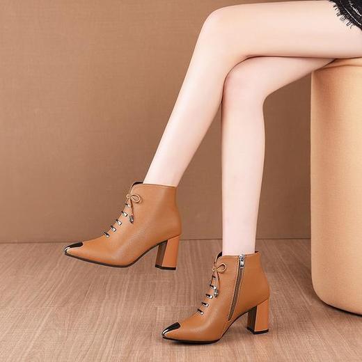 LN912新款时尚前系带侧拉链短筒马丁靴 商品图2