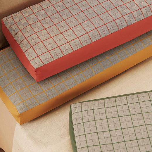 荞麦壳长方形枕格纹棉布荞麦枕 商品图1