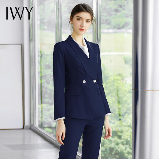 IWY/藏青色职业西装套装商务办公时尚气质通勤高端售楼部销售正装 CP947 商品图2
