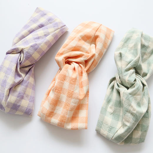 HUGOJIRO宽版发带插画温柔格纹 商品图0