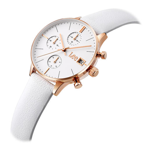 lee时尚三眼简约计时皮带女士石英手表f115drl77s