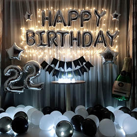 生日派对｜成人生日装饰气球周岁布置套餐ktv派对装饰派对快乐网红铝膜字母