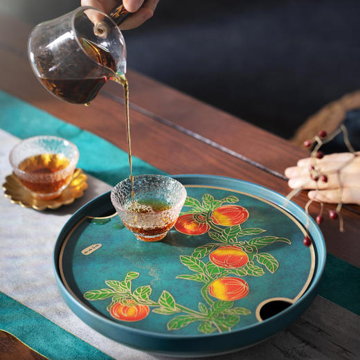 朱炳仁丨事事如意 铜茶盘 绿色/红色 可选 商品图4