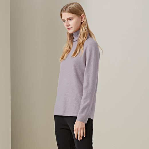羊绒世家2020早春新款女士高领100%山羊绒衫修身内搭保暖针织毛衣 商品图2
