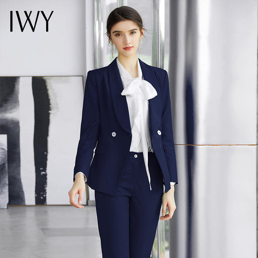 IWY/藏青色职业西装套装商务办公时尚气质通勤高端售楼部销售正装 CP947 商品图1
