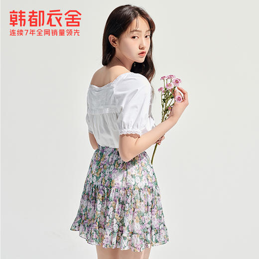 韩都衣舍2021夏装新款女装小清新紫色碎花短裙半身裙RN0029婋 商品图3