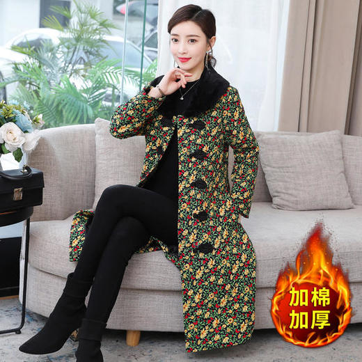 AHM-mds7132秋冬新款复古小碎花加绒加厚棉袄外套 商品图2