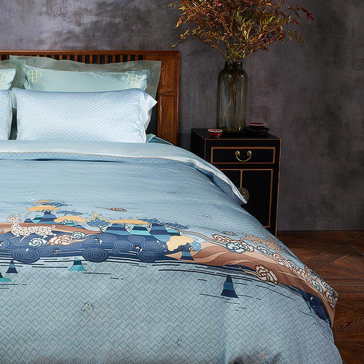 【皇锦】九色鹿·印花酡红色被套三件套 商品图3