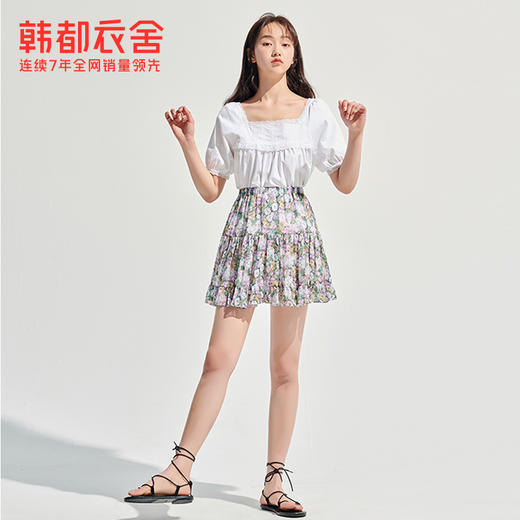 韩都衣舍2021夏装新款女装小清新紫色碎花短裙半身裙RN0029婋 商品图2