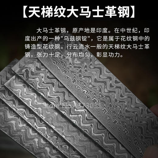 汉道【棕熊口袋刀大马版】大马士革口袋刀户外天梯纹手工刀高硬度折叠刀防身刀 商品图3